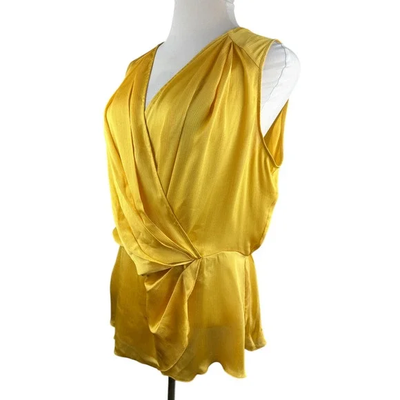 NWT Melissa McCarthy Seven7 Drape Faux Wrap Sleeveless Satin Blouse Plus Size 2X - Picture 11 of 15